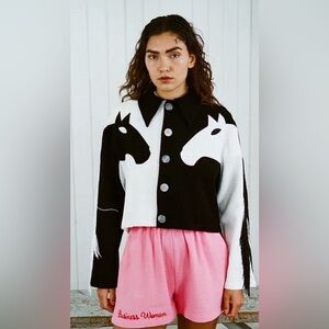 Fashion Brand Company Black and White Horse Jacket